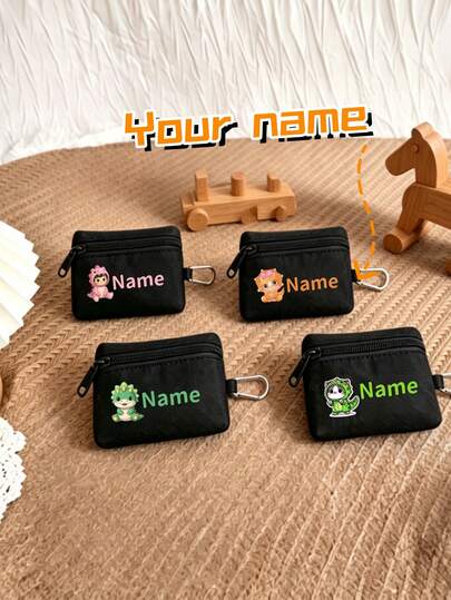 1 chiếc ví đựng tiền xu mini cá nhân hóa quay lại trường học, in họa tiết khủng long dễ thương phong cách thường ngày, khóa kéo, chất liệu nylon, thiết kế treo cầm tay, phù hợp cho thể thao ngoài trời, đi học, đi làm, du lịch hàng ngày. Quà tặng sinh nhật.