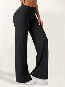 DINBEY 2 Pcs Women's High Waist Butt Lifting Flare Leg Yoga Pants, Stretchy No See-Through Sports Leggings - Black - View 6