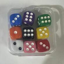 Gaming Enthusiasts 9pcs/Set Vibrant Color Dice Set - Assorted Colors, Portable Transparent Storage Box, Perfect For Math Games, - Dice - View 9