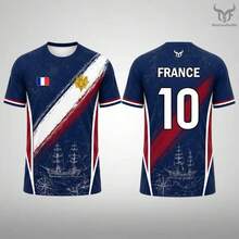 New France Flag Printed T-Shirt Men Breathable And Quick-Drying Soccer Jersey Unisex Casual Sports Training Short-Sleeved Top - TEkfb50026FM - 查看 5