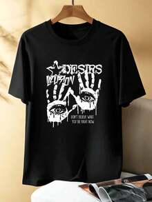 T-shirt Graphic Vision con stampa, 100% cotone, vestibilità comoda, stile street hip-hop, confortevole, design grafico. - nero - Visualizzare 1