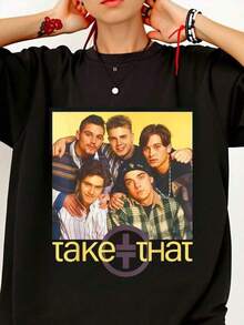 Camiseta de Estilo Casual para Mujer con Estampado de la Banda Take That, para Verano y Primavera, para Amantes de la Música y Fanáticos de la Cultura % 1PC 180g - Negro - Ver 1