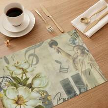1 pièce/4pcs/6pcs, Décoration d'intérieur, Napperons en lin imprimés avec motif de collage artistique vintage, convenant pour la table à manger, décoration toutes saisons pour le printemps, l'été, l'automne, l'hiver, style moderne lavable, décoration de chambre, napperons, sous-verres, napperons de table de cuisine, décoration de fête intérieure et extérieure, décoration d'intérieur, cadeau idéal - Multicolore - Voir 5