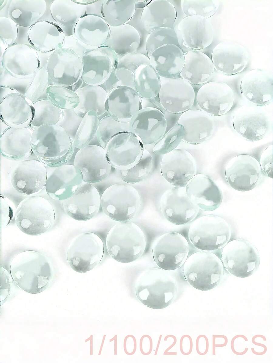 玻璃寶石裝飾瓶填充物 (1/100/200pcs) 扁平大理石珠，多色可選，水族箱裝飾石，花瓶裝飾馬賽克寶石，鵝卵石家居裝飾，房間裝飾，花瓶玻璃瓶