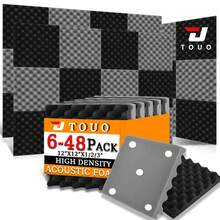 TOUO 6-48片 12"X12"X3"/12"X12"X2"/12"X12"X1" 吸音海綿板 8色 高密度吸音海綿牆板 音樂工作室聲學處理 - 彩色 - 查看 3
