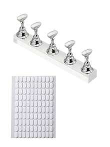 1 Box Set/2 Box Set Acrylic Nail Art Practice Stand With Double-Sided Adhesive Nail Holder, Press-On Magnetic Nail Tip Practice Rack, Reusable Nail Practice Hand Tray, Pre-Coated Nail Art Display Stand - Multicolor - View 9
