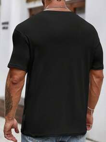 ¡% algodón para hombre, talla! Camiseta negra de hombre de color sólido con estampado de soldado búfalo - ropa casual, material adecuado para todas las estaciones, se pue - Negro - Ver 2