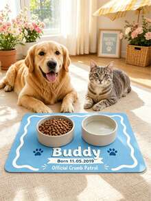 1pc Customized Pet Feeding Mat, Personalized Pet Photo + Name Mat, Personalized Dog Feeding Mat, Customized Cat Floor Mat, Unique Gift For Pet Lovers, Ideal Birthday Choice - Multicolor - View 4