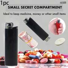 1个迷你假打火机（无火石）隐藏式储物盒，户外派对药品珠宝贵重物品安全盒（仅限小件物品），伪装成打火机 - 彩色 - 查看 1