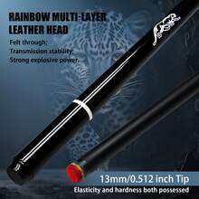 Carbon Fiber Pool Cue Stick, 13mm Tip 1/2 Split Billiard Cue With Leopard Pattern - Black - View 3