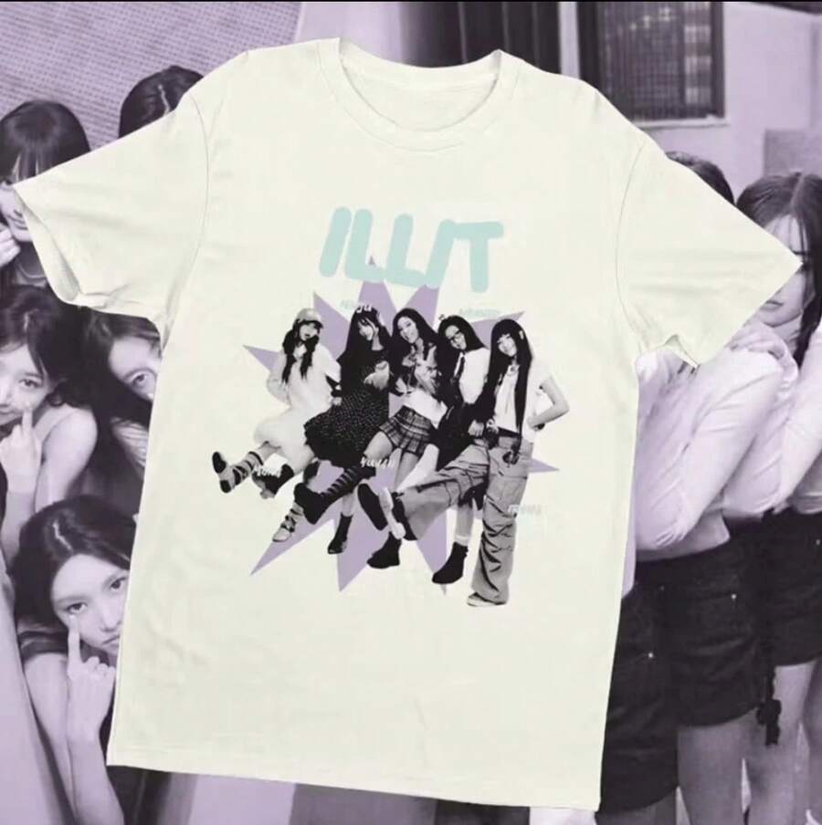 Camiseta de algodón ILLIT para hombre y mujer - Negro - Ver 1