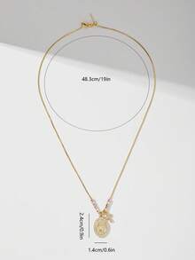 1pc European & American Style Handmade Copper Bead Triple-Color Electroplated Catholic Virgin Mary Cross Pendant Necklace, Suitable As Gift For Lovers, Friends, And For Daily/Festival Wear And Prayer - Yellow Gold - View 10