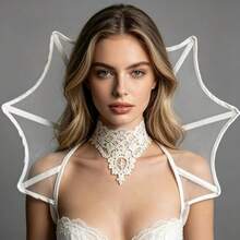 1 Stück Skelett-Spitzen-Capelet, Halloween Rollenspiel Accessoire, Maskenball Kostüm, Cosplay Requisite - Schwarz - Übersicht 5