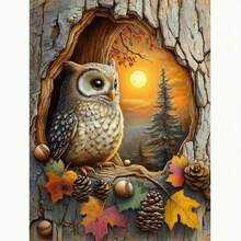Diamond Painting - Tree Hole Owl Mosaic Rhinestone Embroidery Cross Stitch Adult Digital Painting Diamond Art, Suitable For Wall Decoration - View 1