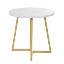 Dining Set (5 Pieces), Including A Table And Four Chairs, A Modern Kitchen Set, A Round Table 80 Cm In Diameter With Gold Metal Legs, A White MDF Top And Dark Grey Velvet Dining Chairs. - 彩色 - 查看 8