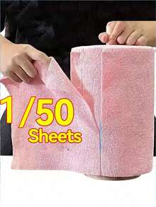 50/1入 25*25cm 可重複使用清潔布，適用於居家廚房清潔，超細纖維毛巾、抹布、洗滌布，超細纖維清潔布捲與超細纖維抹布的替代品，多功能擦拭餐具 - 多色 - 查看 2