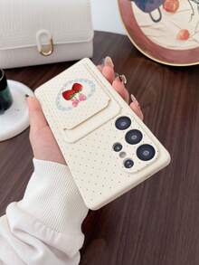 1pc White TPU Sweet Strawberry Lace Heart Pattern Full Coverage Shockproof Phone Case And 1pc Sweet Strawberry Lace Heart Pattern White Adhesive Card Holder, New 2-In-1, Full Coverage Protection Dustproof Waterproof Soft Shell Suitable For Versatile Phone Case/Card Holder Phone Case/Fun Phone Case/Android Phone Case/ Phone Case/ Phone Case/ Phone Case - Multicolor - View 5