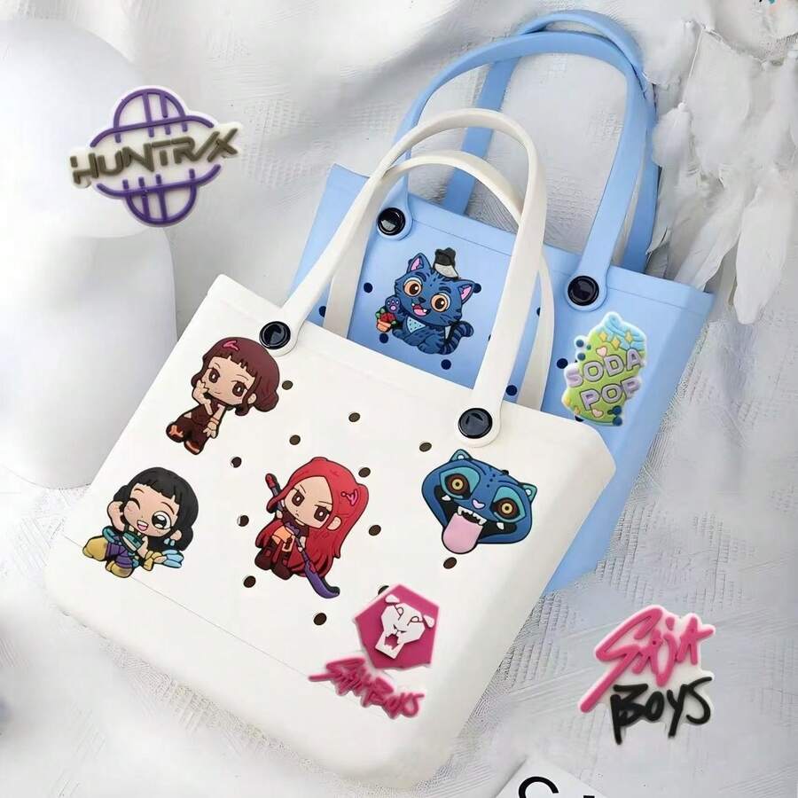 20pcs/40pcs/60pcs K-POP 女團鞋飾，適用於洞洞鞋，可拆卸 PVC 軟橡膠涼鞋鞋扣，韓系可重複使用配件，多種尺寸可選，手機支架，草稿標籤，靜電收納器，手工貼紙，剪貼簿薄材質，客製化貼紙，Hunter 螢光筆，漂亮原子筆，標籤機，學校用品，文件夾，生日禮物，筆記本，印章，閱讀書標籤，學習用品