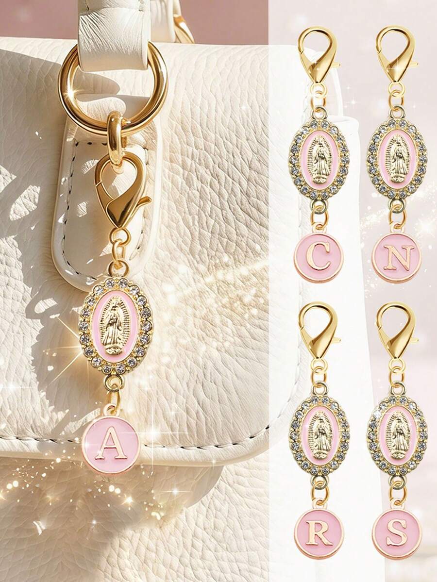 Letter Religious Virgin Mary Cross Pendant, Car Rearview Mirror Blessing Pendant, Prayer Keychain, Catholic Cross Packaging Amulet; Wallet, Backpack Decorative Accessories, Earphone Case Accessories, Suitcase And Car Decoration, Suitable For Family, Friends, Classmates, Teachers, Colleagues, Lovers, Valentine's Day Gift, Baptism Gift, Party Keychain Gift Bag - one-size - View 1