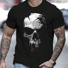 P Camiseta Hombre Con Estampado 3d Cráneo - Algodón K - Negro - Ver 1