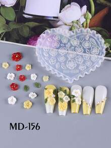 1件透明軟矽膠3D花朵與葉子美甲模具，可重複使用愛心蕾絲邊美甲雕塑模板，易脫模美甲工具，適用DIY UV凝膠、壓克力、Poly美甲延長膠，適合春夏花卉美甲設計，美甲用品 - 無色 - 查看 4