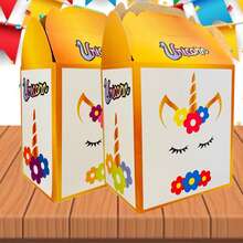 100 Cajas para Dulceros de Personajes Divertidos para Fiesta Aguinaldos Carton Cajitas Colores Dulceras Cajita Adorno Regalo Bolo Volo Pascua Posada Recuerdo  DecoracionBodas Cumpleaños - Unicornio - Ver 1