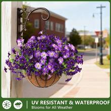 1pc Artificial Morning Glory, Outdoor Spring/Summer Decor, UV Resistant Purple Realistic Silk Floral Plant, Suitable For Outdoor Planters, Patio, Porch, Yard, Window Box - Light Purple - View 4