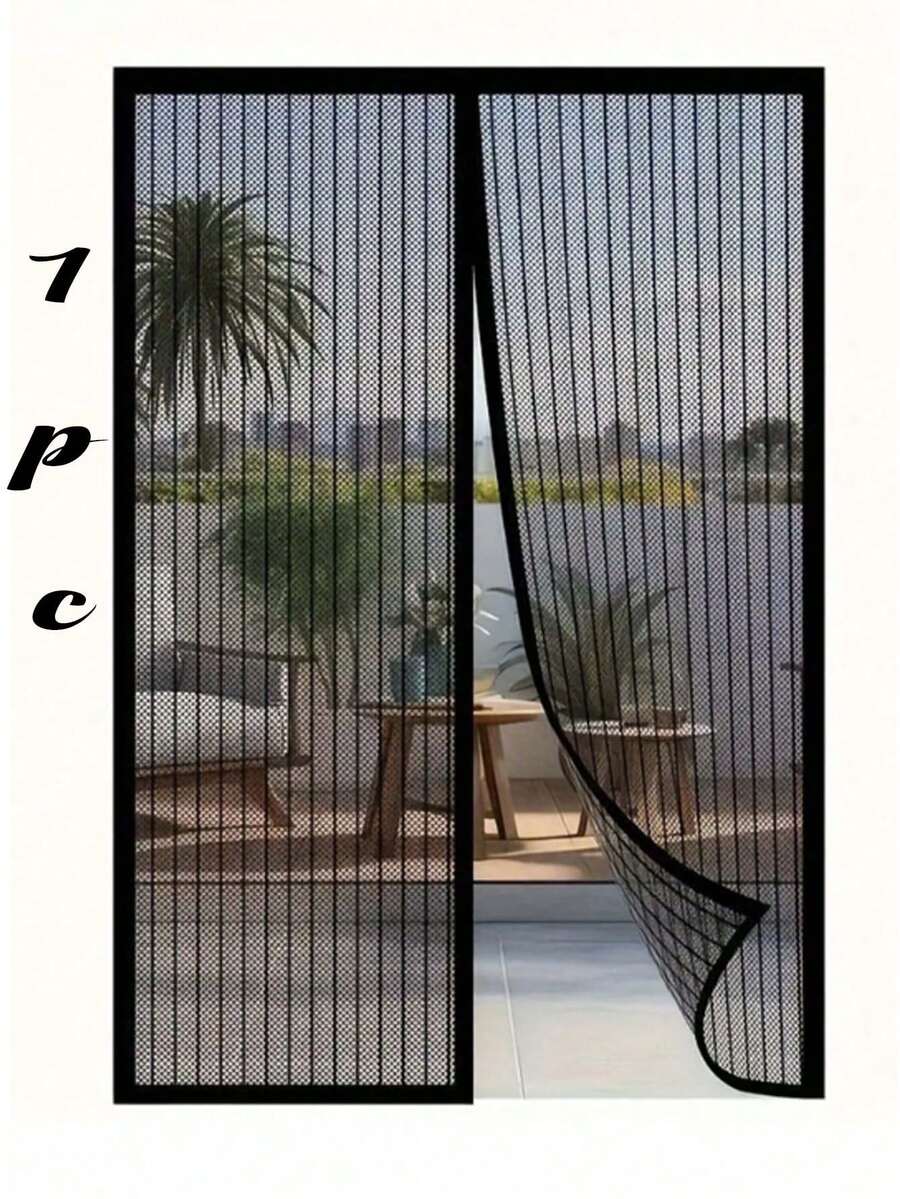 1pc Heavy Duty Magnetic Mesh Screen Door - Self-Sealing Technology, Easy Installation Without Tools, Suitable For Bedroom, Living Room, All Season Use - Multicolor - View 1