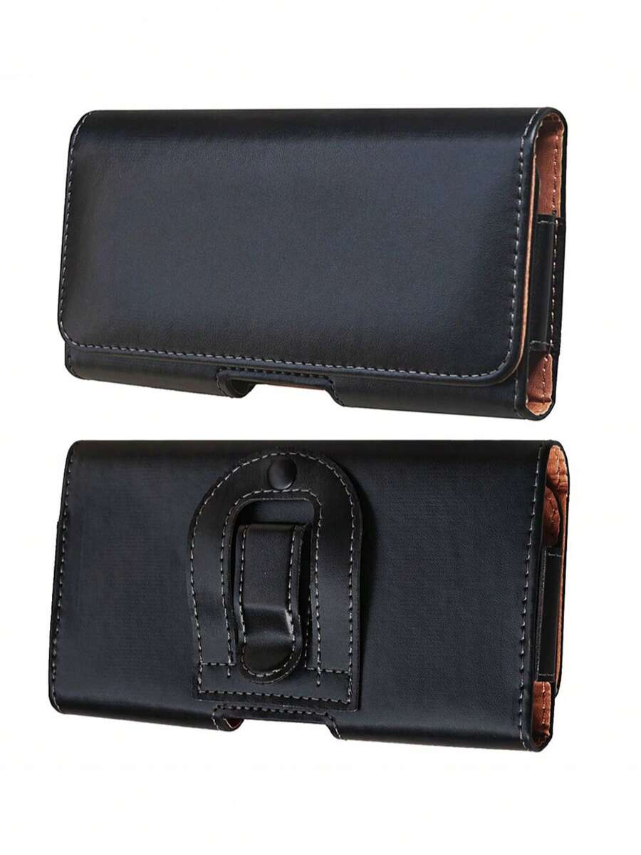 Universal Phone Waist Bag Protective Case, Belt Waist Pouch For Elderly Phone And Smartphone, Leather Waist Bag For Middle-Aged And Elderly - Black - View 1