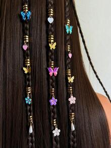 36/18 Pcs Butterfly Braid Clips Crystal Dreadlock Hair Accessories Colorful Butterfly Pendant Pearl Shiny Hair Accessories Star Braid Beads Clips Head - Multicolor - View 1