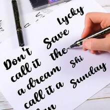 3pcs/Set Dual-Tip Calligraphy Pens, 4 Different Tip Sizes (Extra Fine/Fine/Medium/Bold), Black Ink Marker Pens, Suitable For Calligraphy, Hand Lettering, Drawing, Bullet Journaling, Signing And Artistic Writing - Dual-tip - View 5