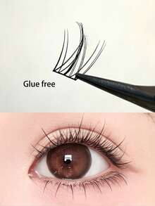 120pcs Black Sunflower Glue-Free False Eyelashes, Transparent Natural Realistic Segmented Self-Adhesive C-Curl Upper Lashes - View 4