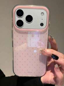 可愛粉色波點圖案亮面果凍手機殼，適用於 iPhone 18 Pro Max 17 Pro Max 16 Pro Max 17 16 15 14 13 12 Pro Max 11，可愛防震軟背蓋 - 粉色 - 查看 3