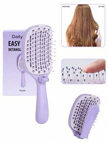 1pc Foldable Self-Cleaning Anti-Tangle Comb, Push-To-Release Hair Easy Clean Ventilated Comb, Suitable For Wet And Dry Hair, Scalp Massage During Shower, Home And Travel Comb For Women, Men And Teens - Multicolor - View 9