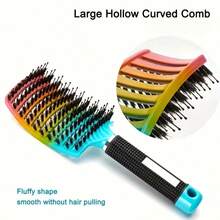 Juego de peine rizador y garra desenredante de doble propósito, diseñado para cabello rizado, diseño rosa colorido, apto para uso en seco y húmedo, el diseño curvo proporciona ventilación y función de masaje - Multicolor - Ver 2