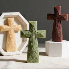 Cetakan Silikon Lilin Aromaterapi Salib Bermotif, Cetakan Plaster Salib Belah Ketupat 3D, Alat Pengecoran Resin Epoksi Geometris Desain Artistik, Cocok untuk Dekorasi Rumah, Suvenir Buatan Tangan, Perlengkapan Lilin DIY - 1 buah Cetakan - View 1