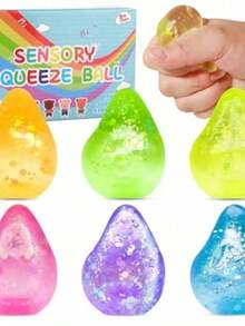 1pcs Dream Glitter Stress Balls, Malt Sugar Texture Squeeze Gadget, Shiny Design For Festival Gifting Party Favors, Portable Lightweight High Elastic Durable Material, Ideal Gift For Holiday Celebration - Multicolor - View 1