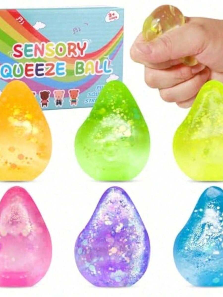 1pcs Dream Glitter Stress Balls, Malt Sugar Texture Squeeze Gadget, Shiny Design For Festival Gifting Party Favors, Portable Lightweight High Elastic Durable Material, Ideal Gift For Holiday Celebration - Multicolor - View 1