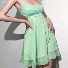 MewMuse. Vestido holgado con escote descubierto y superposición de malla, con efecto deslumbrante y favorecedor - Blanco - Ver 5