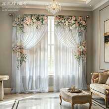 2pcs Elegant Rose Print Curtains - Floral Design With Roses Pattern, 100% Polyester , Rod Pocket ,Machine Washable For Bedroom, Living Room, Kitchen, Bathroom - Stylish Home Decor & Privacy Enhancing, Curtains For Bedroom, Light Filtering Drapes - Multicolor - View 9