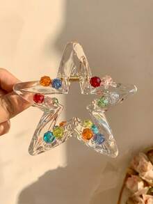 1pc Women Fashionable Sweet Women's Five-Pointed Star Claw. Comes With Claw Clip. The Color Of The Rhinestones Is Random. Summer Hair Accessories Vacay Hair Clips - Multicolor - View 6