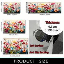1pc Colorful Wildflower Butterfly Pattern Printed Faux Cashmere Surface TPR Bottom Doormat, Bathroom Mat, Kitchen Mat, Laundry Room Mat, Holiday Atmosphere Decor, Home Decor, Party Decor, Wedding Decor, Dining & Kitchen Decor - Multicolor - View 11