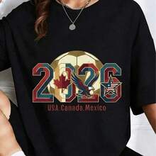 Camiseta Familiar a Juego para la Copa Mundial 2026, Canadá, México, EE. UU., Regalo para Fanáticos del Fútbol, Camiseta Unisex, Copa Internacional 2026, Deporte - Negro - Ver 1