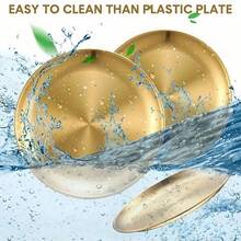 Golden Metal Dinner Plates, Set Of 5 With Round And Oval Styles, High-Quality Tray Set, Suitable For Serving Food, Snacks, Jewelry, Cosmetics, Parties And Daily Use. - Baking Pan - View 5
