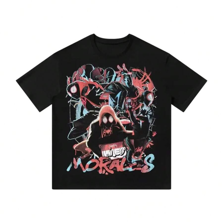 Disney Spider-Man T-Shirt Harajuku Short Sleeve Lightweight Cotton Regular Cut Fashion Crew Neck Outdoor Top For Him & Her Unisex - 3 - 查看 1