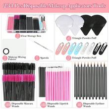 Disposable Makeup Application Tool Accessory Set, Makeup Artist Supplies Including Palette, Eye Black Stick, Lip Brush, Hair Clip, Triangular Powder Puff And Storage Box - Multicolor - View 4