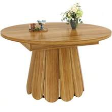 Extendable Dining Table, Kitchen Table, Balcony Table, Wooden Dining Table, Round Table That Extends To Oval, 118-158 Cm, Seats Up To 6, Wood Color - 棕色 - 查看 10