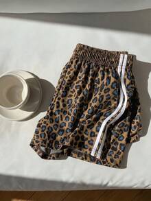 Quần short ống rộng họa tiết da báo thời trang dành cho nữ - Cà phê nâu - Xem 1