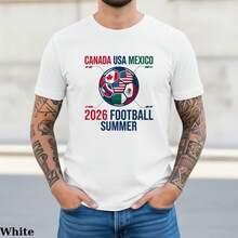 Camiseta de Fútbol de Verano 2026, Camiseta de Canadá, México, EE. UU., Fútbol Global 2026, Regalo para Fanáticos del Fútbol, Camiseta de Fútbol Internacional, Camiseta Deportiva Unisex - Blanco - Ver 1