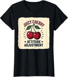100% Cotton T-Shirt With Juicy Cherry Attitude Fit Design - 風格 - 查看 2
